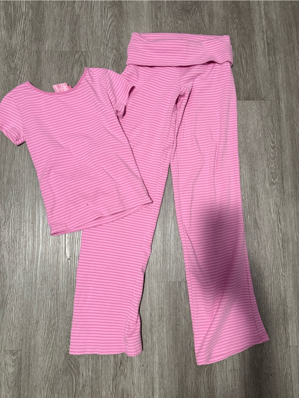 Women’s Pink Striped Wide-Leg Lounge Pants & Top Set
